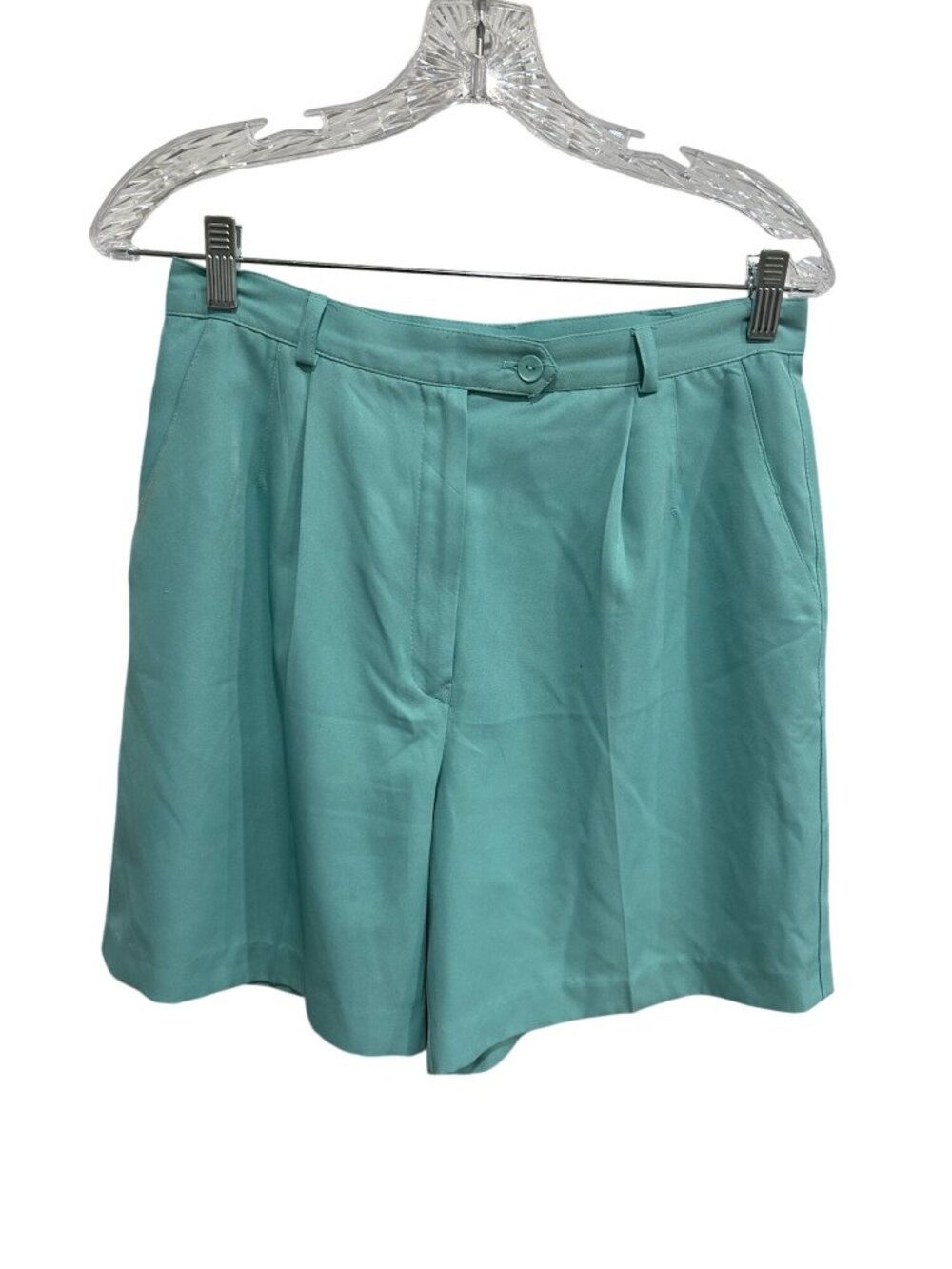 EP Pro Teal Microfiber Pleated Shorts Women's Size 8 Made In USA Preppy Boho
